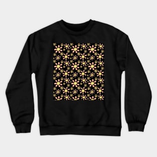 Pink Flower Pattern on Black Crewneck Sweatshirt